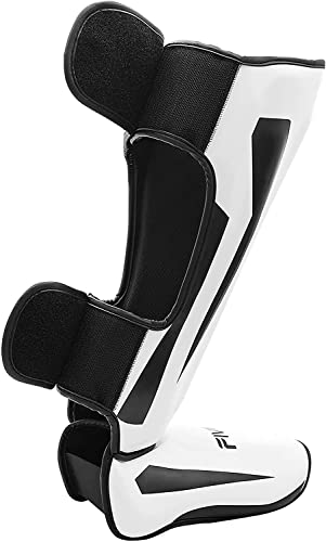 MMA Martial Arts Shin Guards – Padded, Adjustable Muay Thai Leg Guards with Instep Protection for Kickboxing/MMA Training and Sparring – Durable, Professional MMA Equipment - color: White, size: X-Large