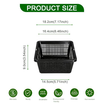 12 Pack Square Aquatic Plant Planter Basket - 7 Inch (18cm) Mesh Pond Plant Pots, Plastic Slotted Design for Water Garden, Aquaponics & Hydroponics Outdoor Use - style: 7" Square-12 PCS