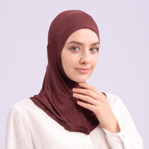 Modal Jersey Muslim Amira Instant Hijab Scarf for Women Jersey Hijab Undercaps - color: Brown