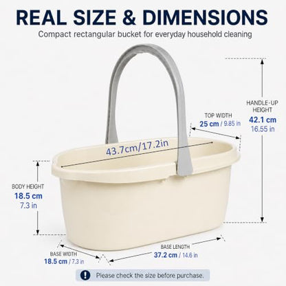 Compact Mop Bucket with Handle, Rectangular Cleaning Bucket and Caddy for Cleaning Supplies, 10L, White - color: White