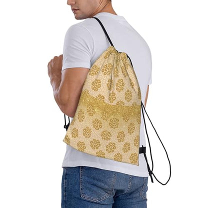 Water Resistant Drawstring Sackpack Gold Glitter Pattern Cheetah Leopard Print, Lightweight Sports Bag for Workout Training and Beach - color: Pattern (372)