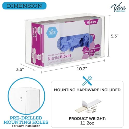 AdirMed VivaEssentials Single Glove Box Holder, Wall Mount or Free Standing Clear Acrylic Glove Holder - color: Clear, style: Single Box Capacity