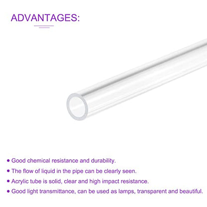 DMiotech 4pcs 1/4" x 5/16" x 12" Clear Acrylic Pipe Rigid Plastic Tubing for Aquarium Water Pipe, Water Cooling System, Plumbing - size: 1/4" x 5/16"