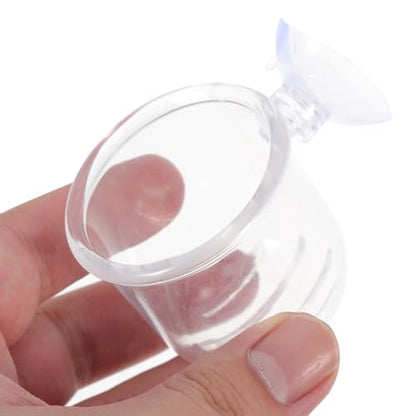 INOOMP 4pcs Aquarium Fish Feeder Cups with Suction Cups Removable Fish Food Holders Made of Water Glass Small and Large Sizes for Betta Feeding Accessories