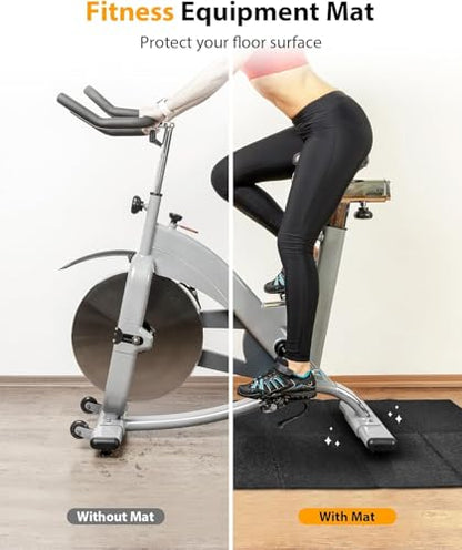 Foldable Rubber Treadmill Mat - Exercise Bike Mat with Waterproof Non-Slip Shock Absorption, Exercise Equipment Mat to Protect Floor for Home Gym Workout - size: 68"L x 26.8"W x 0.2"Th