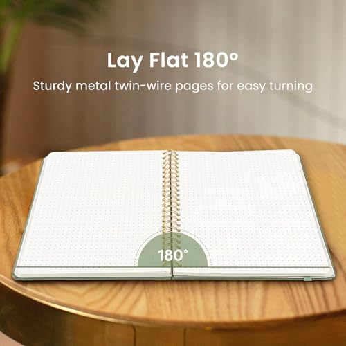 Taja Dotted Spiral Journal Notebook for Women & Men, 140 Pages, Dotted Notebook for Journaling & Note Taking, Journals for Writing, A5(5.7" x 7.9") – Green - color: A.Green, style: b-Dotted