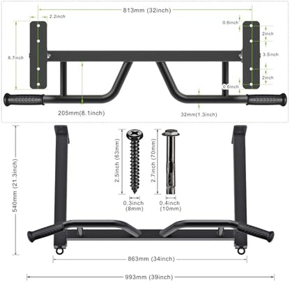 Kipika 32" Ceiling Mounted Pull Up Bar - Heavy Duty, Highly Adjustable, Multifunctional Chin Up Bar - Home Gym System with Punching Bag Hanger and Resistance Bands Training - color: Ceiling Mounted Pull Up Bar