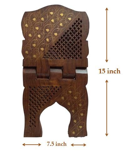 Wooden Handmade Quran Geeta Bible Holder Support Stand Reading Book Holder Display Folding Religious Prayer Stand Wooden Holy Book Stand Medium Size 15 Inches Large Big Size - size: Rehal 15 Inches