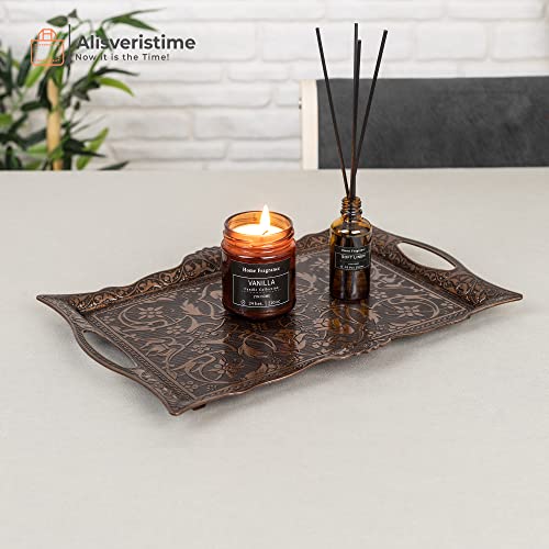 Alisveristime Big Square Zamac Serving Tray, 14.5 x 9.85 in (Copper) - color: Brown