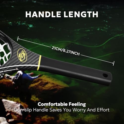 SF Fly Fishing Landing Net Soft Rubber Mesh Trout Net Catch and Release Net - style: Carbon Fiber Combo Small