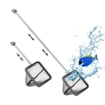 Aquarium Telescopic Fish Net with Extendable Handle Soft Mesh - size: 2.8 inch