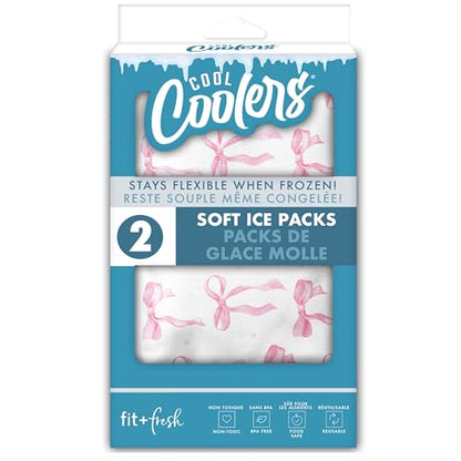 Fit & Fresh Cool Coolers 2 Pack Soft Ice for Lunch Bags, Flexible Stretch Nylon, Durable, Reusable Lunch Box Ice Packs, Soft Ice, Reusable Freezer Packs, Lunch Ice, Easy to Clean, Pink Bows - color: Pink Bows (2 Pack), size: Standard