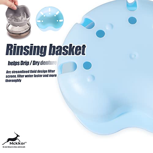 Retainer Case, Retainer Cleaner Case, Definitely No-Leak Denture Case Denture Bath Box for Traveling Perfectly, Denture Cup with Strainer & Mirror(Blue) - color: Blue
