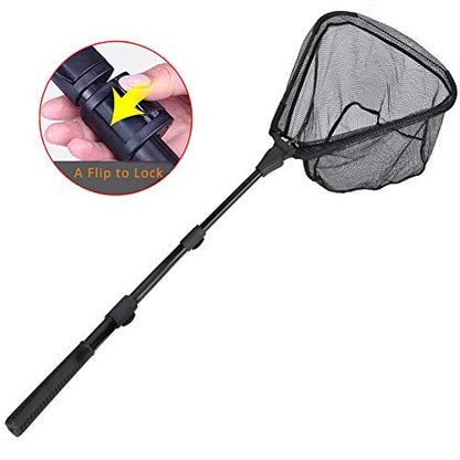 RESTCLOUD Fishing Landing Net with Telescoping Pole Handle, Fishing net Freshwater for Kids Men Women, Extend to 40-63 Inches - style: H: Aircraft-grade Aluminum Handle, 63" Full