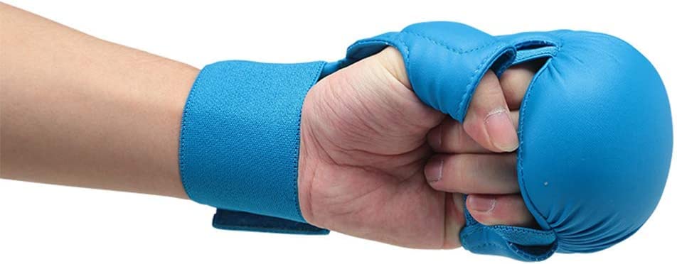 Wesing Karate Protective Gears Set with Chest Guard Gloves Groin Protection and Shin Instep Guard for Men - color: Blue, size: Medium