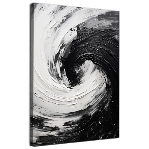 Black And White Abstract Wall Art Modern Art Canvas Textured Artwork For Walls Black And White Textured Painting Modern Abstract Picture Minimalist Textured Art Black And Grey Prints 16x24in No Frame - color: D, size: 16"L x 24"W