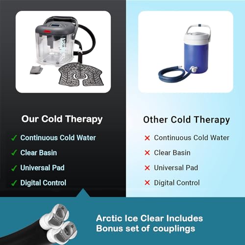 Circulating Cold Water Therapy Kit Gen 2 – Ice Machine with Universal Pad 3-Strap Wrap and 4 Cold Cubes (Arctic Ice Clear Kit)
