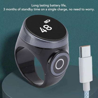 Smart Counter, Digital LCD Screen Rechargeable Electronic Tally for Muslim Islamic Prayer Work Sports, Finger Counter Touch Control - color: black