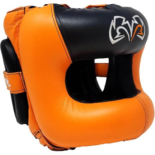RIVAL Boxing RHGFS3 Face-Saver Sparring Headgear - Wide Eye Opening, Premium Leather, and Thermoplastic Inner Frame - color: Orange, size: Large-X-Large