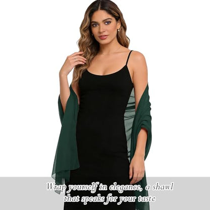 Sumolux Chiffon Shawls and Wraps for Evening Dresses Women Wedding - color: Blackish Green, size: L (79"×28")
