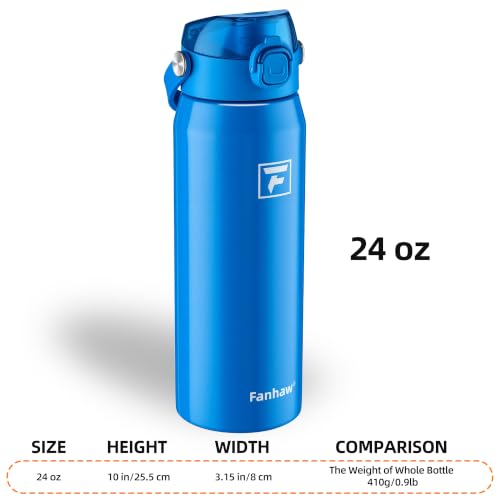 Fanhaw 24 oz Insulated Stainless Steel Water Bottle with 2-in-1 Straw& Chug Lid, Leakproof Wide Mouth Vacuum Bottle for School, Sports, Kids, Teens& Adults, Back to School Essentials (Sky Blue) - color: Sky Blue