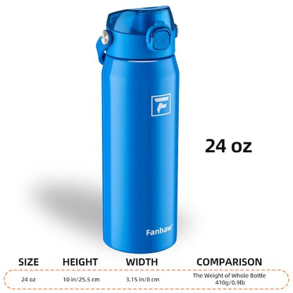 Fanhaw 24 oz Insulated Stainless Steel Water Bottle with 2-in-1 Straw& Chug Lid, Leakproof Wide Mouth Vacuum Bottle for School, Sports, Kids, Teens& Adults, Back to School Essentials (Sky Blue) - color: Sky Blue