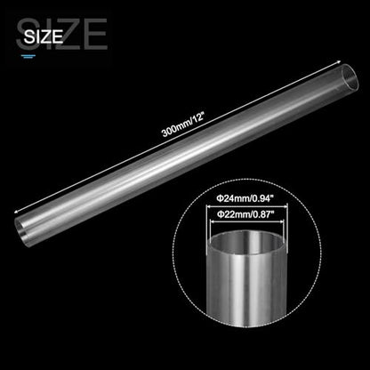 MECCANIXITY Clear Storage Tube 22x24mm Small Plastic Round Tubing with Caps Rigid Bottle Container 300mm/12 Inch for Item Stored - size: 22x24x300mm