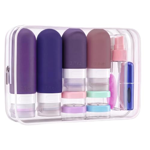 24 Pack Travel Bottles for Toiletries -TSA Approved, Leak Proof Silicone - color: Purple