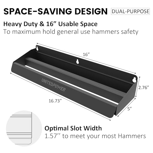 UNITEDPOWER Hammer Holder, Wall Mount Storage Rack Organizer for Workshop, Shed, Garage, Home, Fit Most of Hammer or Small Tools - style: Hammer Holder