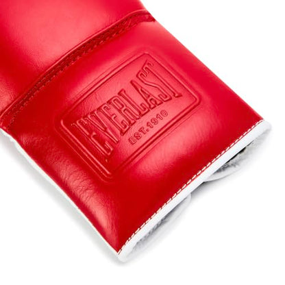 Everlast Powerlock OG Pro Boxing Gloves | Lace Up Fight Gloves - color: Red/White, size: 8oz