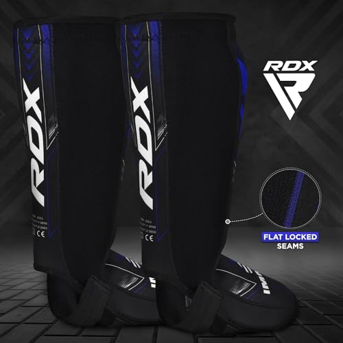 RDX IMMAF Approved Shin Guards, Competition Level Neoprene Shin Pads for Sparring and Grappling, MMA Kickboxing, Professional Shin Insteps Protection, Men Women - color: Blue, size: X-Large