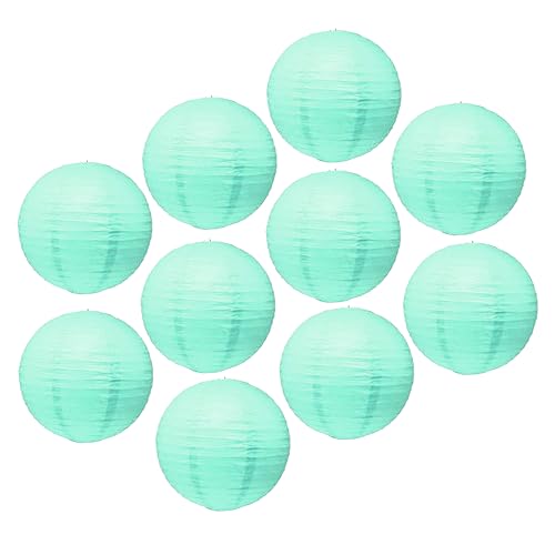 Mudra Crafts Aqua Paper Lanterns Wedding Party Decorations - 12 in 10 Round Hanging Ceiling Lanterns, 10 Pack, Decorative Lamp Shades - color: Aqua, size: 12 Inches