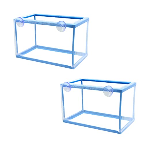 AQUANEAT Fish Tank Breeder 2 pcs Large Mesh Net Fry Saver Aquarium Spawn Hatchery Isolation with Suction Cups - size: Large