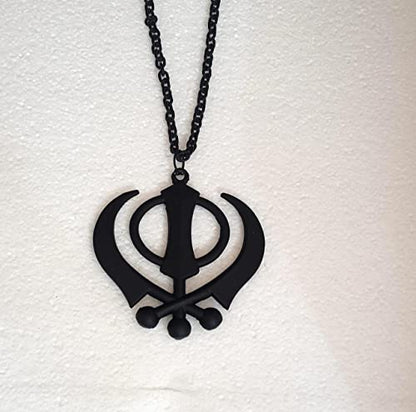 BEXCO Sikh Khanda Metal Car Hanging Show Peice - 8cm with Metal thread-16cm .(Metal, Black) - color: Black, size: 8 cm