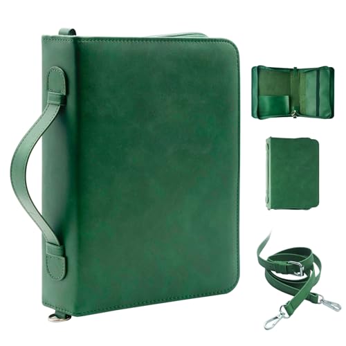 Bible Cover,Bible Cover Case for Women,Men&Children with Detachable Shoulder Strap,Handle for Bible and Other Book Accessories,Christian Art Gifts,PU Leather, Church Bag,Green - color: Green