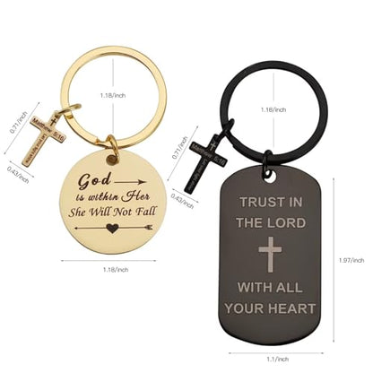 Christian Keychain Set Bible Verse Religious Keychains Scripture Quote Inspirational Gifts Supplies for Men Women - color: Gold-women 1 Piece