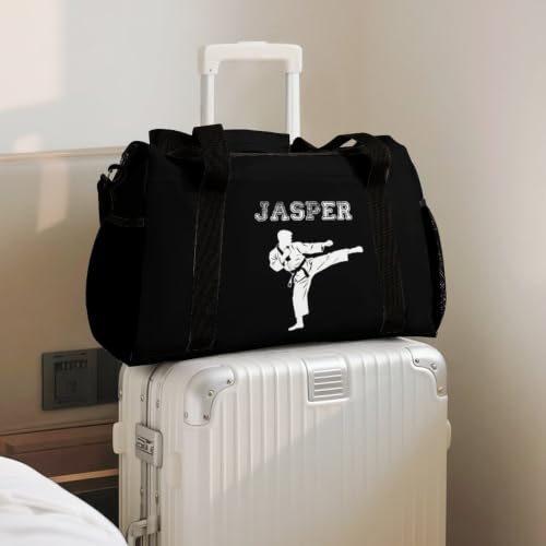 Custom Name Taekwondo Karate Duffle Bag,Personalized Martial Arts Gear Bag for kids Boy Girls,Water-Resistant Sparring Equipment,Black Taekwondo - color: Taekwondo Karate-02