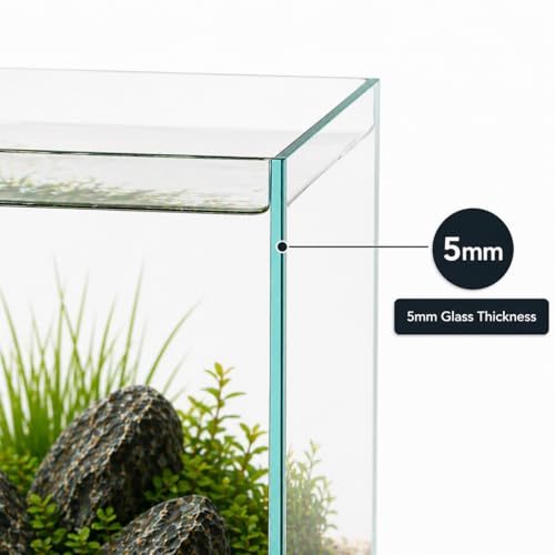 Aquatop High Clarity Low Iron Glass Cube Aquarium, 4.12 Gal – 5mm Thick Glass – Slim Design – Fresh & Saltwater – Desktop Tank with Silicone Sealing - size: 4.1 Gal