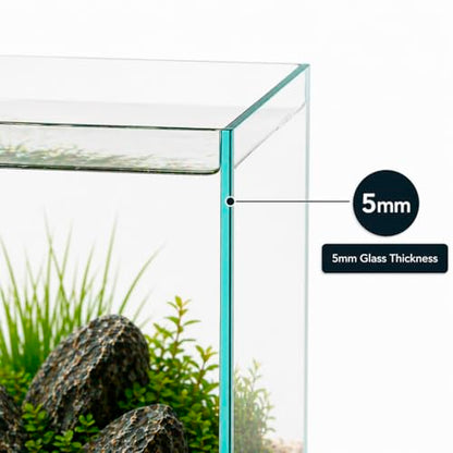 Aquatop High Clarity Low Iron Glass Cube Aquarium, 4.12 Gal – 5mm Thick Glass – Slim Design – Fresh & Saltwater – Desktop Tank with Silicone Sealing - size: 4.1 Gal