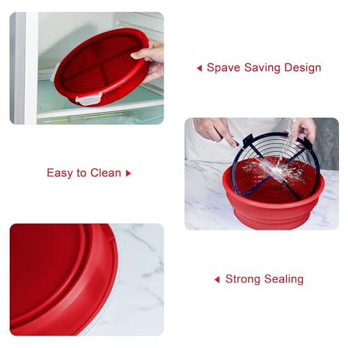 Collapsible Batter Bowl - Breading Bowl Shaker with Lid , Bright Red - color: Bright Red