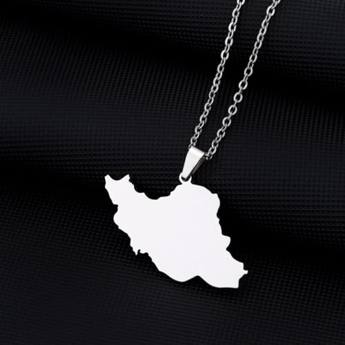 Iran Necklace Iran Map Charm Necklaces Dainty Gold Necklaces for Women Silver Jewelry Gifts for Women - color: A4:Iran Map Necklace