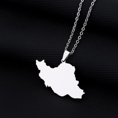 Iran Necklace Iran Map Charm Necklaces Dainty Gold Necklaces for Women Silver Jewelry Gifts for Women - color: A4:Iran Map Necklace