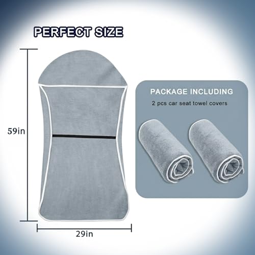 Car Seat Towel Cover, 2pcs Universal Front Seat Protector for Cars, SUVs and Trucks, Sweat Towel Car Seat Cover for Gym, Yoga, Swimming, Pets and Family Travel, Light Gray - color: Light-gray
