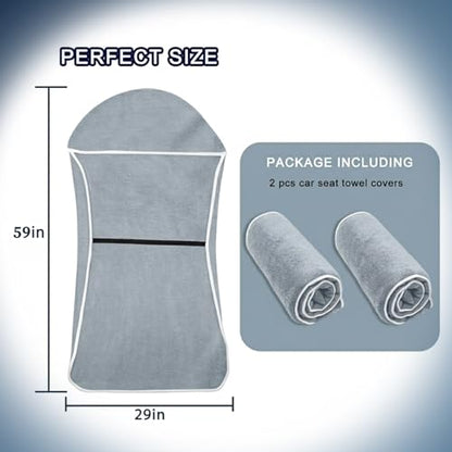 Car Seat Towel Cover, 2pcs Universal Front Seat Protector for Cars, SUVs and Trucks, Sweat Towel Car Seat Cover for Gym, Yoga, Swimming, Pets and Family Travel, Light Gray - color: Light-gray