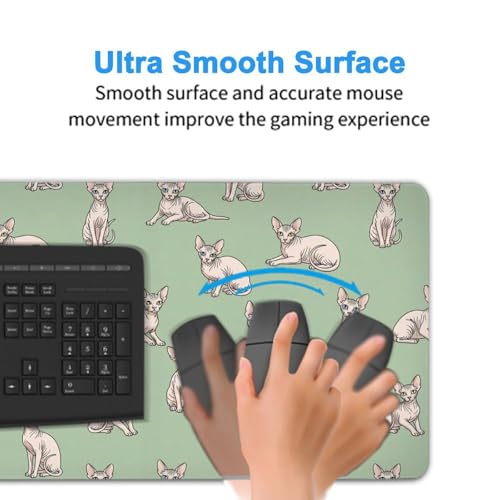 Large Computer Keyboard Mat Sphynx Cats Hairless Naked Cat, Non Slip Gaming Mousepad Office Desk Protection - color: Pattern (160), size: 29.5L x 15.8W inches