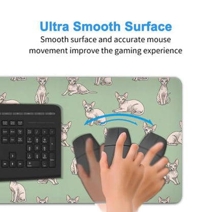 Large Computer Keyboard Mat Sphynx Cats Hairless Naked Cat, Non Slip Gaming Mousepad Office Desk Protection - color: Pattern (160), size: 29.5L x 15.8W inches
