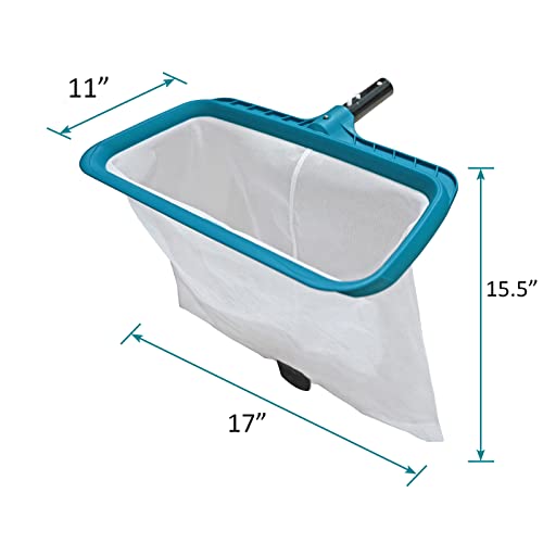 Pool Skimmer Leaf Rake Net, Fine Mesh Deep Nylon Bag (Not Pole) | 17.5" Double Layer Pool Nets, Weight Tab, Swimming Cleaning Tools for Removing Inground & Above Ground Pool Leaves, Debris - size: Pool Rake