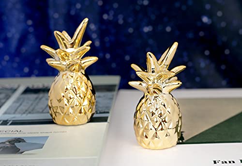 Gold Small Animal Statue Pineapple Statue Decor Modern Style Ceramic Pineapple Figurine Statues for Home Decor Accents Living Room Office Table Bookshelf Desk Bedroom Decorative Objects - size: Pineapple
