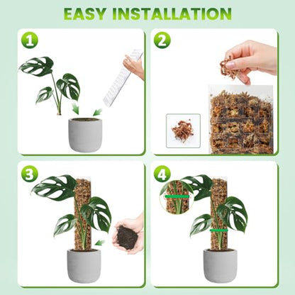 EOX 4 Pcs 15 Inch Plastic Moss Pole for Monstera, D Shaped Poles for Climbing Plants Work with Sphagnum Moss, 56 Inch Plant Stake Set of 4, Garden Ties - size: 4 PACK-15Inch