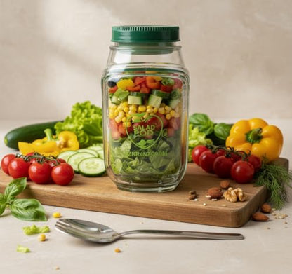 All-in-One Salad Pod Salad Jar with Dressing Container for Fresh On-The-Go Meals at Office Gym or Outdoors